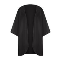 Lydiaunistar vrijeme i tresak veličine Ženska puflana rukava kimono kardigan labav šifon pokriti casual bluza crni xxl