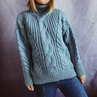 Homodles nova modna ženska jesen i zimski džemper - okrugli vrat labavi plavi veličine l