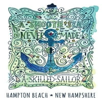 Hampton Beach, New Hampshire, akvarel sidro, glatko more, nautička umjetnost