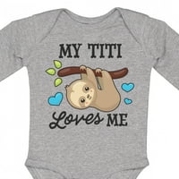 Inktastic moj titi voli me sa Sloth and Hearts Poklon dječaka za bebe ili djecu dugih rukava s dugim
