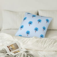 Bacite jastuke, plavi cvjetajući cvjetni kvadratni kauč ukrasni pleteni jastuk, 24 x24