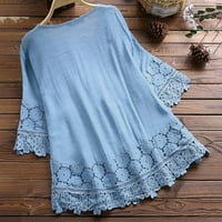 Clerance Womans Odjeća za žene Vintage čipkasti patchwork luk V-izrez Tri četvrtine bluze Top majica