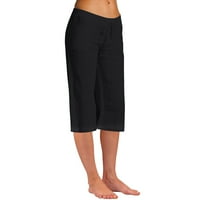 Žene Ljetne casual labave pamučne i posteljine plus veličina modni džep Solidne boje elastične hlače