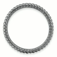LE & LU Sterling srebrne boje izraze crnog obloženog upletenog prstena LAL9193