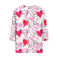 TKLPEHG rukav Tuns za žene udobna labava bluza lagana grafika ties zaljubljena za valentinovo srce tunika