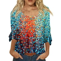 Ženska modna casual rukava s tiskanim okruglim dekorativnim gumbom T-majica