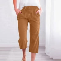 Lydiaunistar vrijeme i trupe Hlače čišćenje moda Žene Ležerne prilike pune boje elastične hlače ravno široke pantalone za noge sa džepom kafe