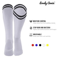 Lijepa Annie Girls 'par za koljena visoke sportske čarape za bejzbol Soccer Lacrosse s bijeli
