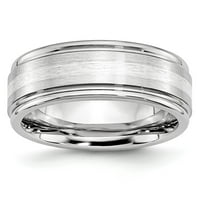 Bijeli kobaltni prsten za vjenčanje u obliku srebra sa satin i polirani