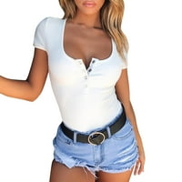 Ženska ljetna majica Casual okrugla vrhova vrata modna puna s kratkim rukavima s kratkim rukavima bluza