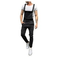 Muška modna traper BIB pantalone ulica Hip hop džepa oprane traper pantalone Ležerne prilike ravne teretne hlače