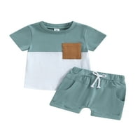MA & Baby Infent Baby Boys Outfit Sets Odjeća s kratkim rukavima Kontrastni vrhovi i kratke hlače