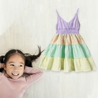 Dječja odjeća Ljeto Toddlers Djevojke Dječja haljina Boja pečena provirska suknja Plaid Rainbow Suspender