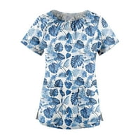 Piling za žene vrhovi plavih ljetnih tunika kratkih rukava casual t majica Crewneck Loose Radne odjeće