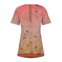 Hanas ženski gornji modni ljetni ženski vrhovi sakrij trbuh tuniku Ljeto kratki rukav majice slatka cvijeća majica povremena haljina za haljine ružičastih xl