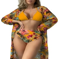 Avamo Women plivanja bikini setovi tri kupaći kostim cvjetni print Push up kupaće kostime dame bez rukava