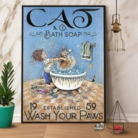 Vintage smiješno mjesto za kupatilo Metalni znak CAT CO kadu sapun Tin znakovi retro plaketa za kućnu