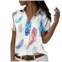 Yuwull majice s gumbom za žene Ležerne majice Oslobođene kratke rukave Sints Summer Dression Bluze Basic