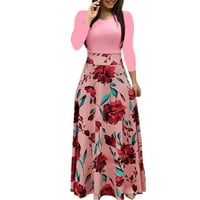Duks haljine za žensko čišćenje Žene Ljeto s dugim rukavima cvjetno tiskani povremeni patchwork haljina
