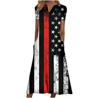 Žene 4. jula Haljina Američka zastava Sundress zvijezde Stripes Patriotska odjeća Labava neovisnost