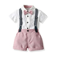 Dječak Baptizam Outfit Outfit Outfit Boys Kratki rukav TOP STORAP Shorts Outfit Baby Toddlers Majice