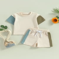 Nituyy Baby Boy Summer Odeća kontrastna boja kratkih rukava kratke majice i elastične šorke za kratke
