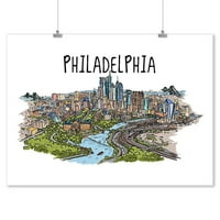 Philadelphia, Pennsylvania, Skyline, crtanje linije