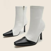 Zunfeo žene zimske čizme - moda šiljasti prsti jednostavne elegantne čizme Čvrste visoke cipele s visokim potpeticama Božićni pokloni čišćenje crni 9