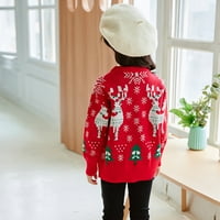 Božićni mali dječaci Djevojke Dukseri Djeca Xmas Pleteni rešeni dukserice pulover 2-10Y