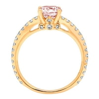 1. CT sjajan okrugli rez simulirani ružičasti dijamant 14k žuti zlatni pasijans sa Accentima prsten sz 9.25