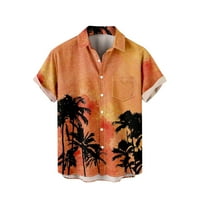 Atletski vrhovi muški ljetni modni havajske majice kratkih rukava u kratkim rukavima, narančaste, s