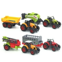 Sijiali Mini Diecast Farm Tractor Tractor Vozila za nosač automobila Set Collection Kids igračka