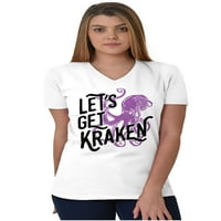 Pustimo da se kraken nautična hobotnica v izrez majica majica za žene bristice s bribljima s
