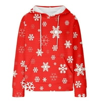Sretan božićni duks za žene za žene Xmas grafički vafli pulover dukserice žene božićna majica vrh