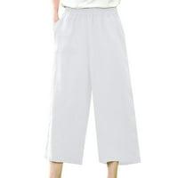 Ljetni visoki struk labavi i tanke ravno ležerne pantalone ženske casual hlače bijeli xxxl