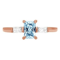 0.8ct smaragdni rez plavi simulirani dijamant 18k ružičasti ružičasti zlato graviranje izjava godišnjica Angažman vjenčanje s tri kamene prstene veličine 11