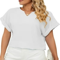 Groanlook dame majica Majica u boji Ljetne vrhove kratkih rukava majica za žene modni tee labavi V izrez