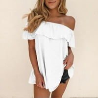 Plus veličina Žene Ležerne prilike sa ramena Bardot Frill bluza Majica Tee White XXXL