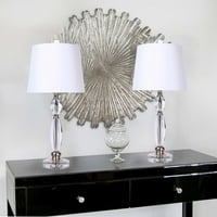 25 Crystal stol svjetiljka W polirani nikl akcenti i van-bijela sjena slična svilu