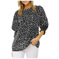 Ženske bluze s kratkim rukavima odštampana bluza Labavi ženski okrugli izrez TEE crni l