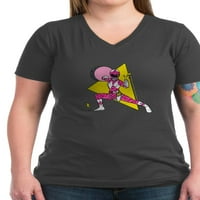 Cafepress - Power Rangers Pink Ranger D Ženska majica V izrez - Ženska majica V-izrez tamne majice