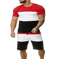 Muški kontrastni set za boju, majica s kratkim rukavima + kratke hlače za struk za crtanje
