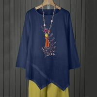 Ženski vrhovi i bluze za rad Nova elegantna književna i umjetnička retro tiska Ležerne pamučne majice Cvjetni bluze za žene