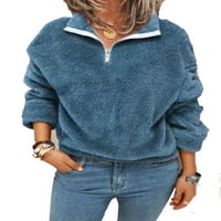 Ženska dukserica prevelika Fleece dvostruki nejasni pulover na vrhu casual zip labavog kaputa za odjeću