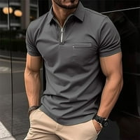 Muška košulja Ljeto Muška rever sa patentnim zatvaračem Polo majica s kratkim rukavima Solid casual