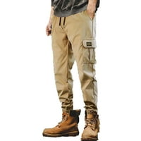 Eashery Cargo Traperice za muškarce Udobnost ravno platnene teretne hlače Slim Fit Khaki pamučne pantalone