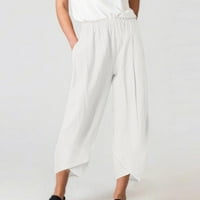 Oalirro casual pantalone za žene obrezane pantalone Cargo Capris za žene sa džepovima džepova bijeli