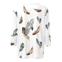 HOMenesgenicki bluze za žene modni uskrsni ispisani labavi majica Srednja dužina rukava s rukavima V-izrez