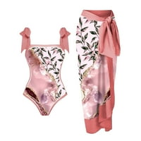 Oalirro Womens Swimsuits Coverps duga suknja cvjetna bikini ružičasta xxl