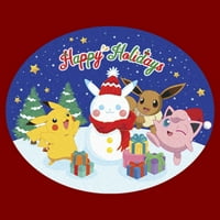 Ženski pokemonski božićni sretni praznici snjegonski grafički tee crveni medij